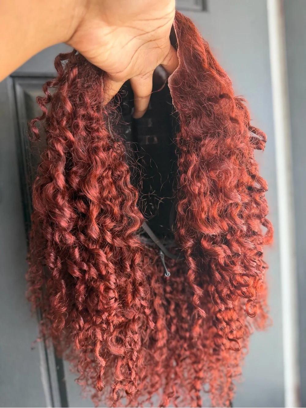 Reddish Brown Fluffy Curly Wig - Voluminous 250% Density